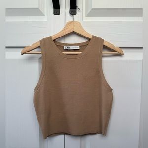 Zara Tan Cropped Tank